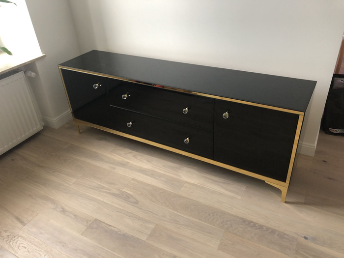 Komoda z czarnego szkła Australia 170x60x40 cm