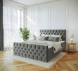 Venus łóżko tapicerowane 160x200 cm z pikowanym zagłowiem, materacem bonell  i dwoma pojemnikami 