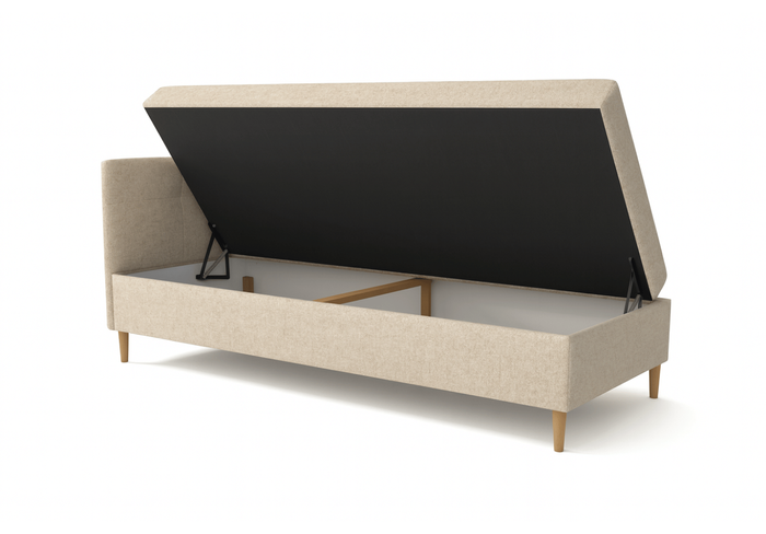 Łóżko kontynentalne pojedyncze lewostronne HADES z pojemnikiem 94x204 cm