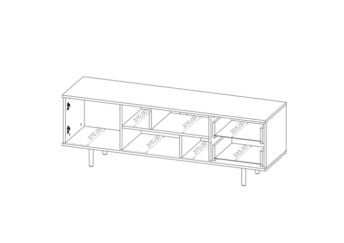 Aurora RTV 150 cm szafka z pionowymi żłobieniami 