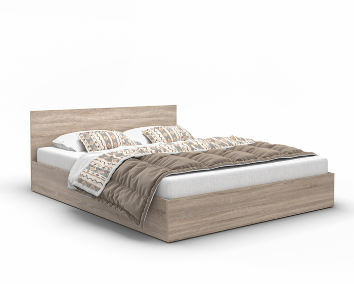 Łóżko drewniane dąb sonoma z materacem ATENA 140x200cm