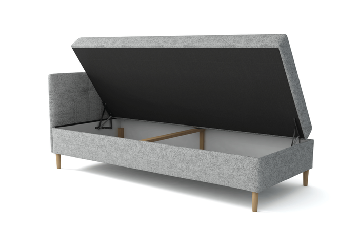 Łóżko kontynentalne pojedyncze lewostronne HADES z pojemnikiem 94x204 cm