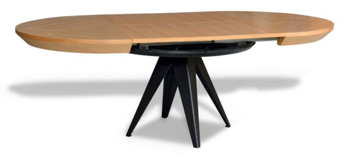 Stół Mietek okrągły rozkładany na metalowej podstawie 120 - 220 cm T49 