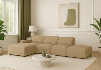 Narożnik 5-osobowy lewostronny z pufą LUCAS 340x166 cm