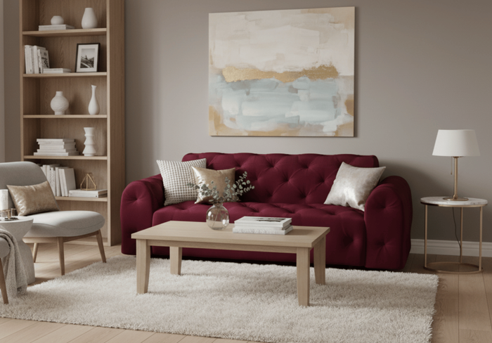 Sofa 4-osobowa z eleganckimi pikowaniami CANDY 255x107 cm