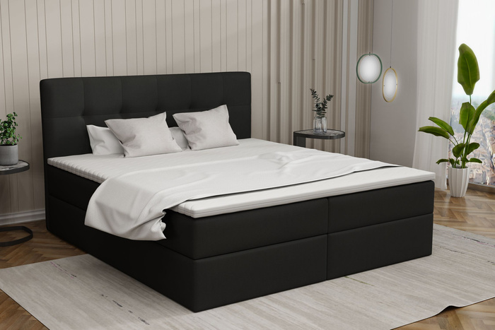 Łóżko kontynentalne Diego 140x200 z topperem i 2 pojemnikami na pościel 