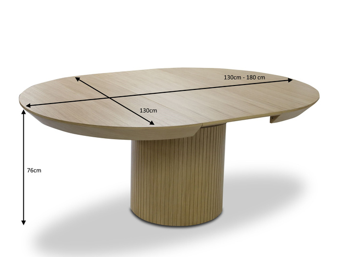 Stół okrągły, rozkładany na ryflowanej nodze DARIUSZ T68 130-180 cm