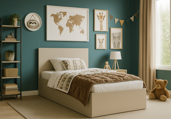 Łóżko pojedyncze, drewniane kaszmir z materacem ATENA 90x200cm