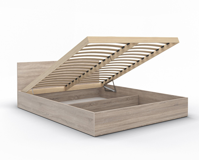 Łóżko drewniane dąb sonoma z materacem ATENA 140x200cm