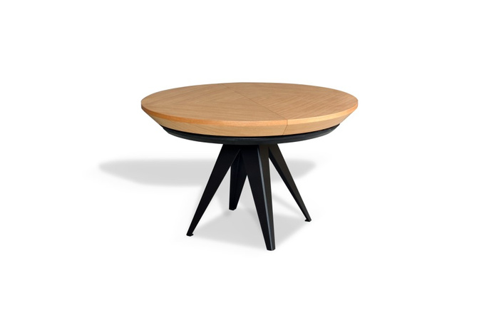 Stół Mietek okrągły rozkładany na metalowej podstawie 130 - 230 cm T49