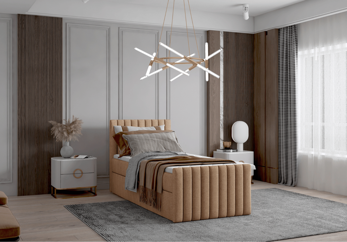 Łóżko pojedyncze kontynentalne boxspring HERA 83x218 cm