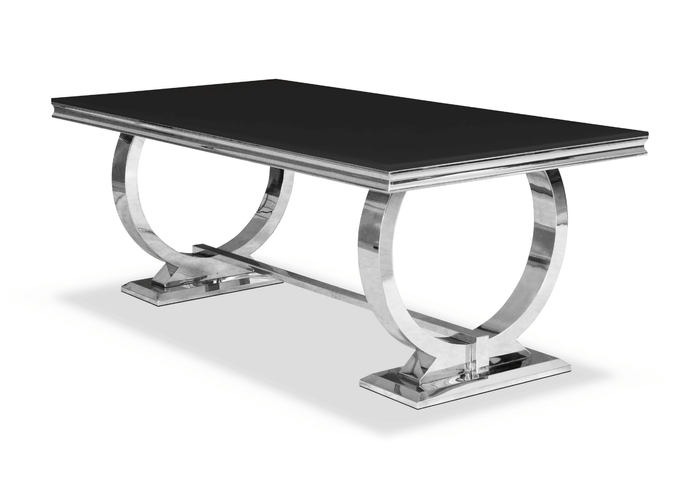 Stół glamour – czarny blat, chromowana podstawa 100x240 cm