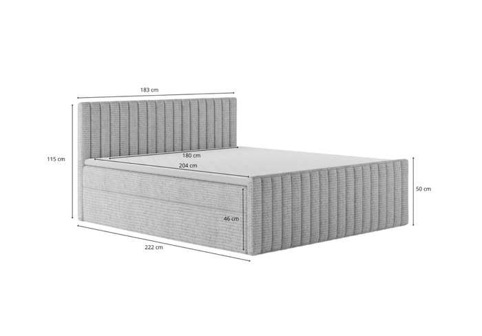 Łóżko kontynentalne boxspring HERA 183x222 cm