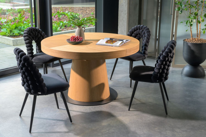 Stół Teofil nowoczesny, okrągły, rozkładany 120 cm - 220 cm T74