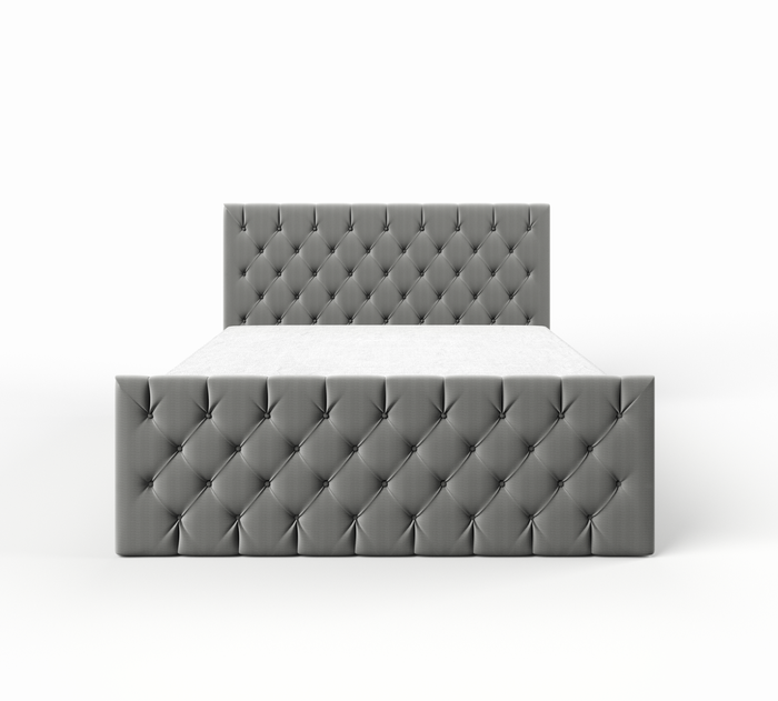 Venus łóżko tapicerowane 140x200 cm z pikowanym zagłowiem, materacem bonell  i dwoma pojemnikami 