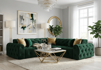 Narożnik z eleganckimi pikowaniami CANDY 254x254 cm