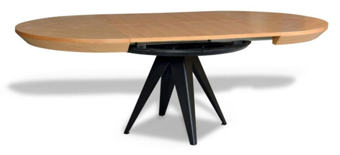 Stół Mietek okrągły rozkładany na metalowej podstawie 120 - 220 cm T49 