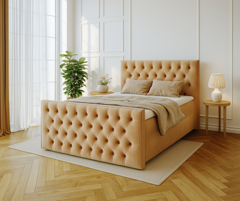 Venus łóżko tapicerowane 120x200 cm z pikowanym zagłowiem, materacem bonell  i dwoma pojemnikami