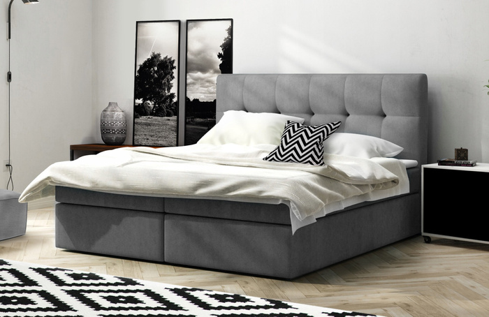 Łóżko kontynentalne Diego 140x200 z topperem i 2 pojemnikami na pościel 