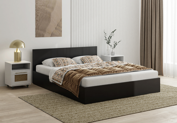 Łóżko drewniane czarne z materacem ATENA 160x200cm