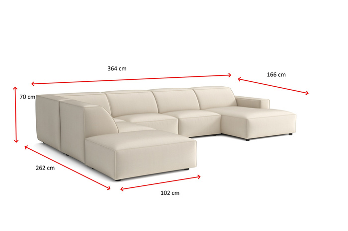 Narożnik duży z pufą Lucas 364x262 cm