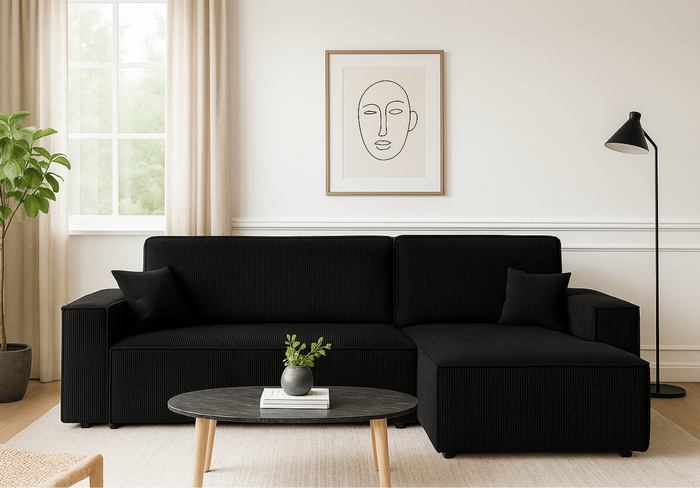 Narożnik uniwersalny z funkcją spania DENIS 244x142 cm