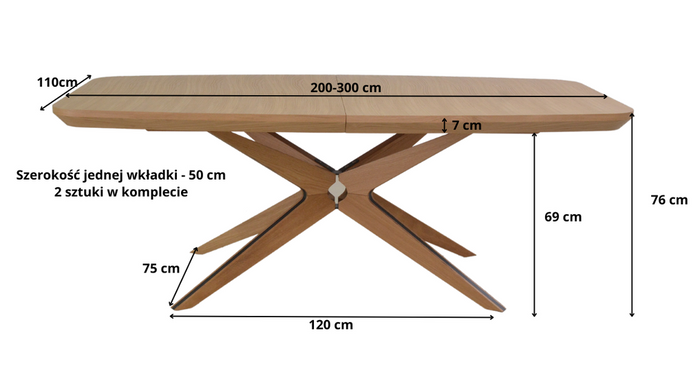 Stół owalny dębowy rozkładany GNIEWKO T79 110x200-300 cm