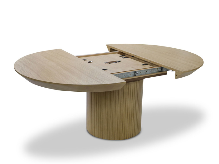 Stół okrągły, rozkładany na ryflowanej nodze DARIUSZ T68 130-180 cm