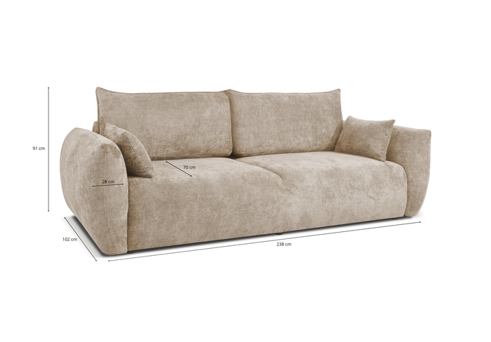 Sofa z funkcją spania ZURI 238x102 cm