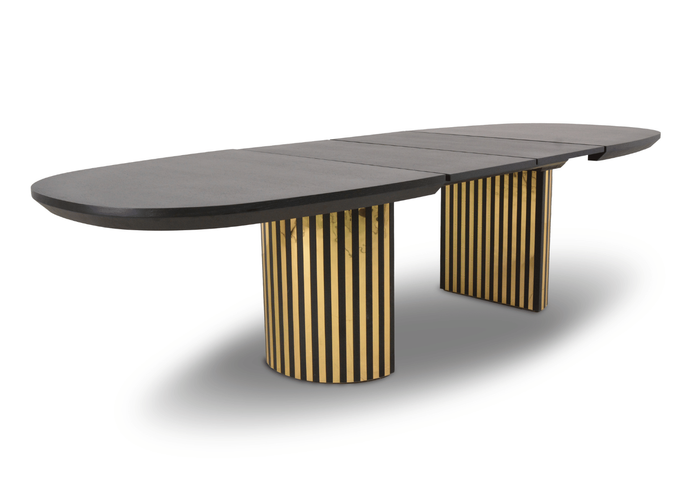 Stół rozkładany na ryflowanej nodze LUDWIK T72 GLAM 110x200-300 cm