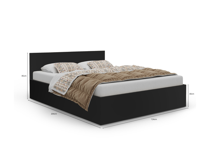 Łóżko drewniane czarne z materacem ATENA 120x200cm 