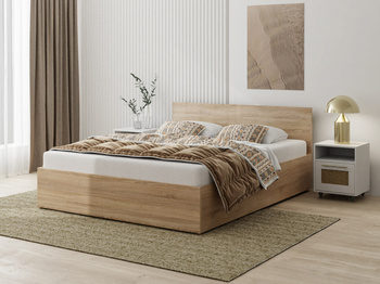 Łóżko drewniane dąb sonoma z materacem ATENA 140x200cm