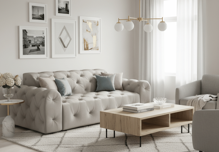 Sofa 3-osobowa z eleganckimi pikowaniami CANDY 230x107 cm