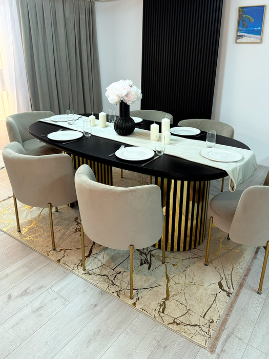 Stół Ludwik rozkładany na ryflowanej nodze 110 cm x 200 - 300 cm T72 GLAM