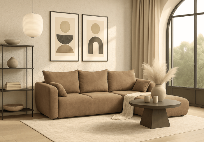 Narożnik prawostronny z funkcją spania LUNA 255x165 cm