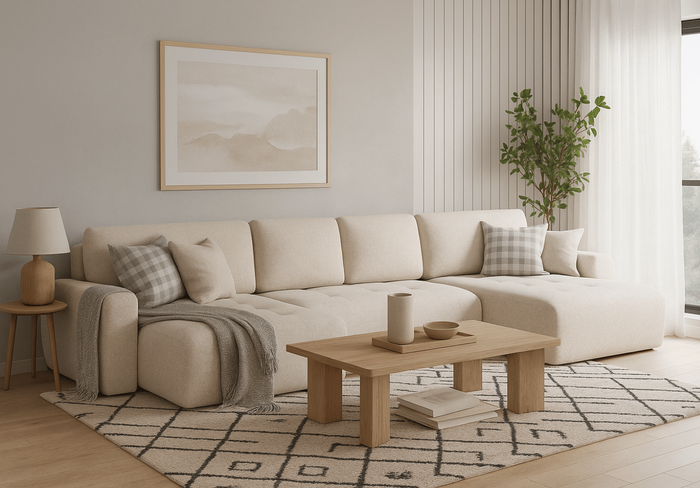 Narożnik z funkcją spania U MOET 342x142 cm