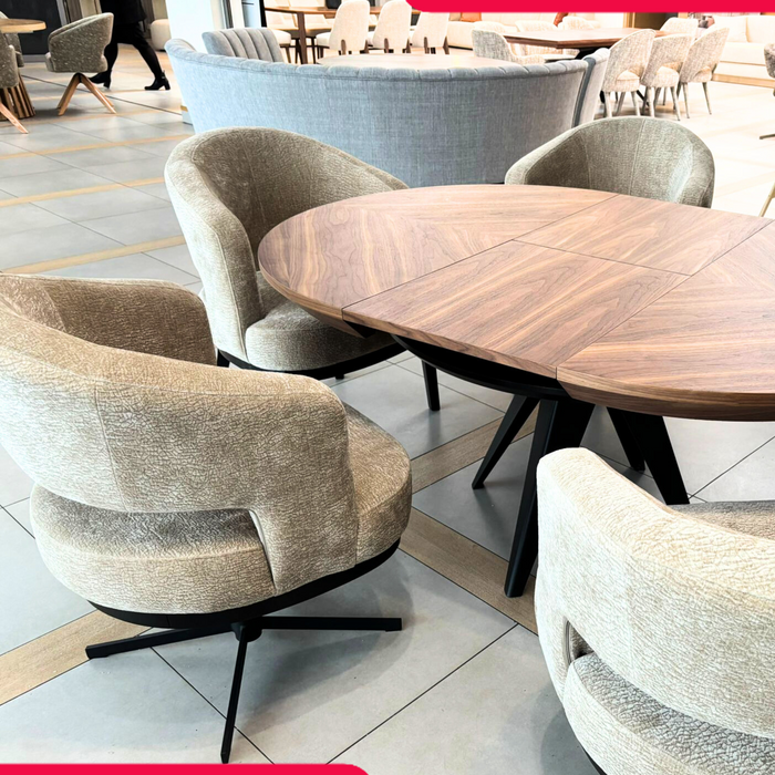 Stół Mietek okrągły rozkładany na metalowej podstawie 120 - 220 cm T49 