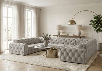 Narożnik U z eleganckimi pikowaniami CANDY 318x254 cm