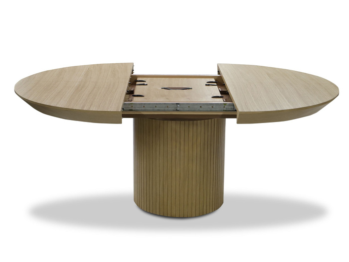 Stół okrągły, rozkładany na ryflowanej nodze DARIUSZ T68 130-180 cm