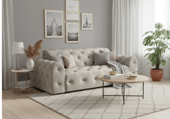 Sofa 4-osobowa z eleganckimi pikowaniami CANDY 255x107 cm