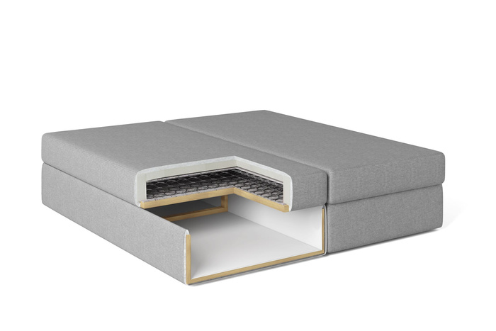 Łóżko kontynentalne Diego 200x200 z topperem i 2 pojemnikami na pościel