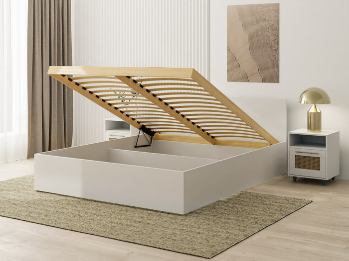 Łóżko drewniane białe z materacem ATENA 160x200cm