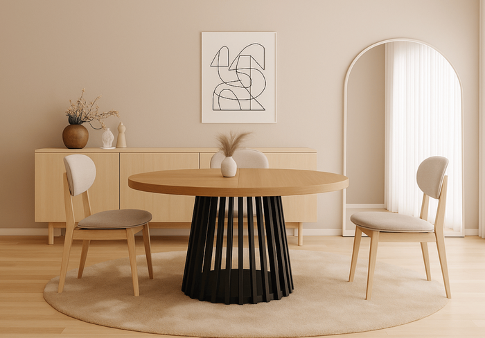 Stół okrągły, rozkładany na ażurowej nodze BARTEK T77 110-210 cm