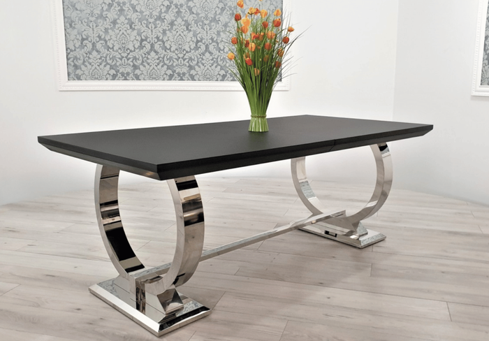 Stół glamour – czarny blat, chromowana podstawa 100x240 cm