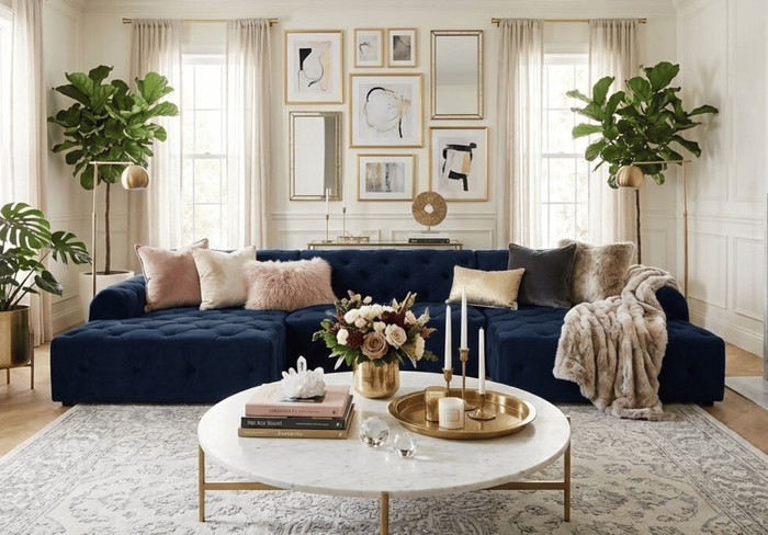 Narożnik U z eleganckimi pikowaniami CANDY 390x170 cm