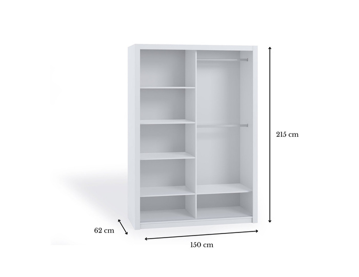 Szafa przesuwna z lustrem o szerokości 120 x 215 cm Bianca