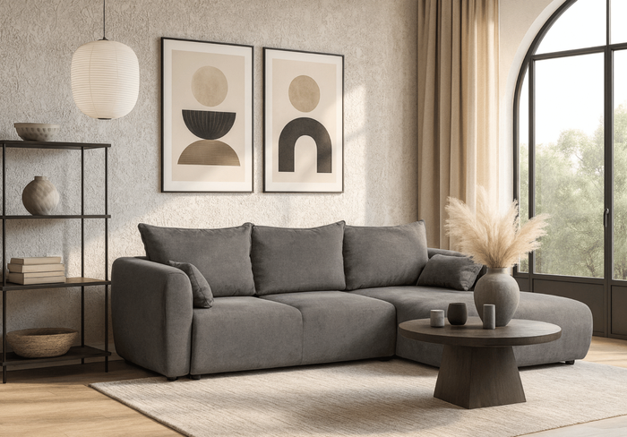 Narożnik prawostronny z funkcją spania LUNA 252x165 cm