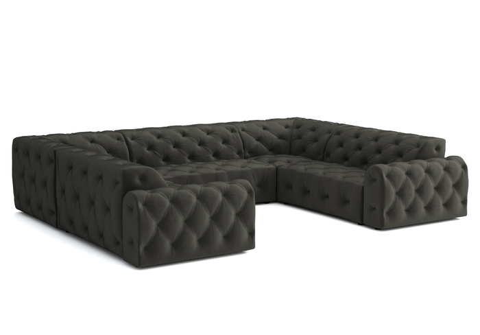 Narożnik U z eleganckimi pikowaniami CANDY 318x254 cm