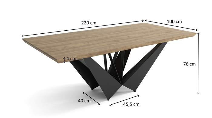 STÓŁ LOFTOWY FORNIROWANY NA METALOWYCH NOGACH PRESTON