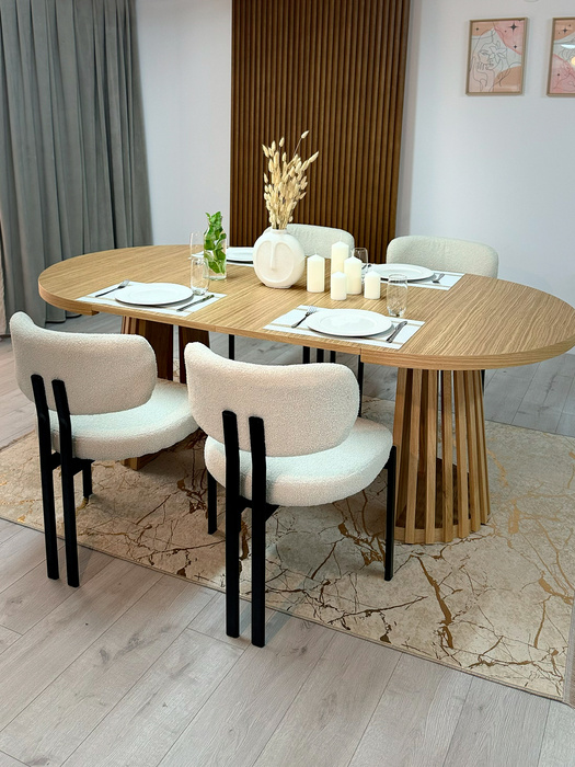 Stół Bartek okrągły, rozkładany na ażurowej nodze 110 - 210 cm T77